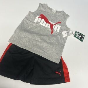 Puma Gray and Black Athletic Shorts Set Baby Boy Size 24 Months NEW